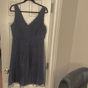 J. Crew Navy Blue Pleated V-Neck Short Bridesmaid Dress Size 10